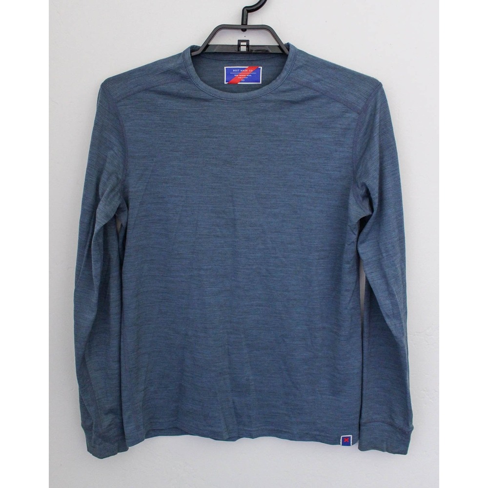 Best Made Co Long Sleeve Shirt Mens XS Blue 100% Merino Wool Base Layer Crewneck